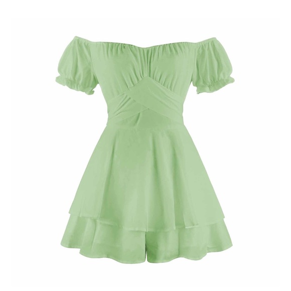 🖤Alrise Green Romper Dress - Light Green - Picture 2 of 6